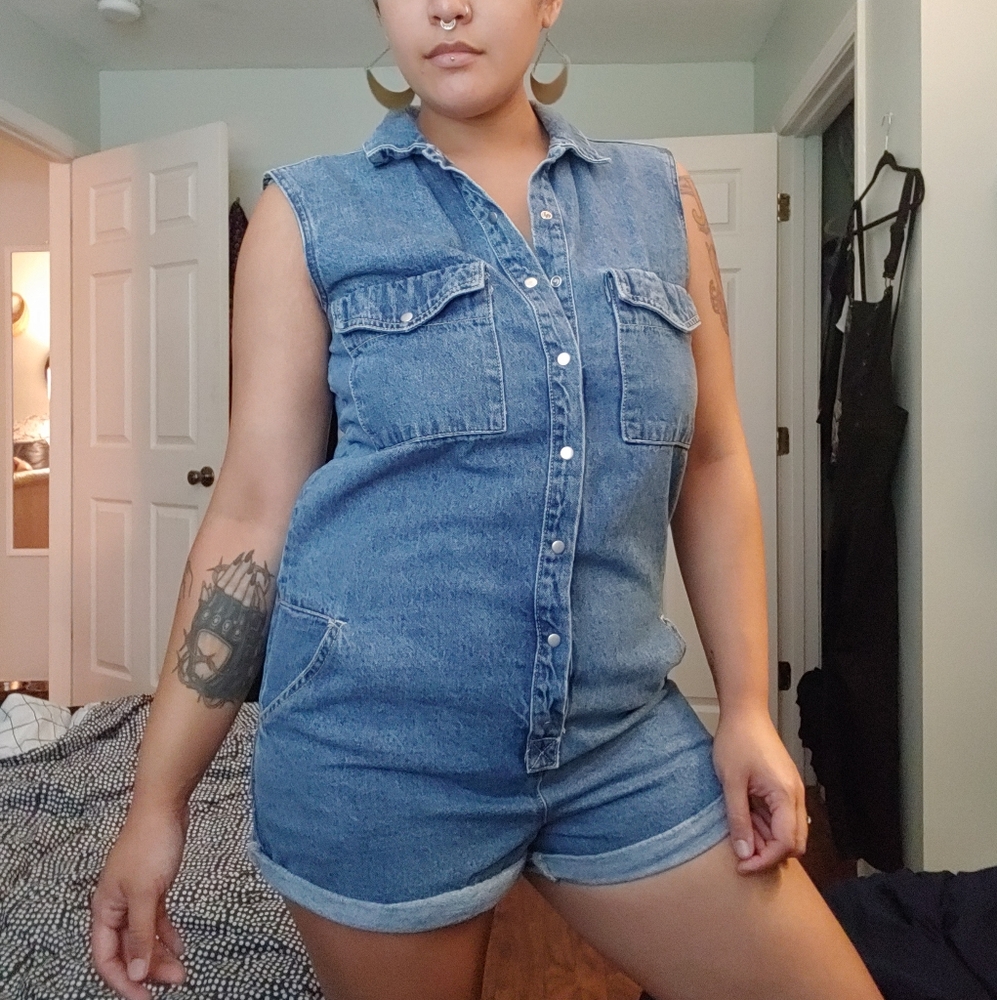 Sleeveless Denim Jumpsuit